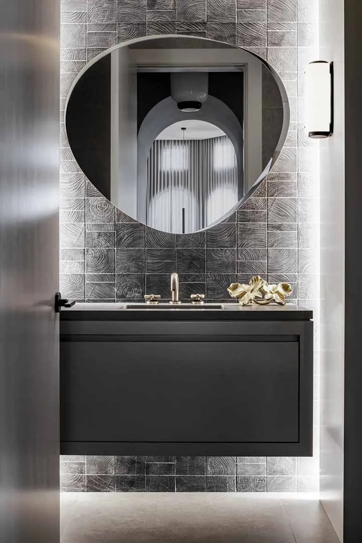 End-grain tile, backlit reveal